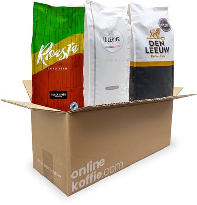 Krachtige Espresso Koffieproeverij - Koffiebonen - 3KG Koffiebonen - Inclusief Koffieblik - Cadeau - Verse Koffie - Roasta Coffee - Den Leeuw Koffie - Il Leone Espresso