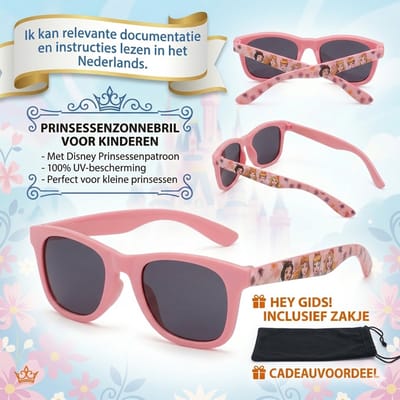 Disney - Princess - Zonnebril - Zonnebril voor kinderen - Meisjes - Zwart lenskleur - Ovaal - Zomer 2023 - UV400 Bescherming