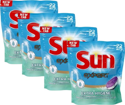 Sun Expert - Extra Hygiëne - vaatwastabletten - 4 x 22 tabs - Totaal 88 tabs - Voordeelverpakking