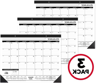Bureaukalender 2023 - Desk Pad - Jaarplanning Maken - Inktdoorloop Weerstand - 21-3/4" x 17" - Zwart