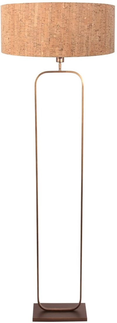 Vloerlamp Stang 4827BR - brons armatuur met beige kurk kap, hoogte 147 cm, diameter 50 cm, kantelbare fitting, Steinhauer moderne stijl voor binnengebruik