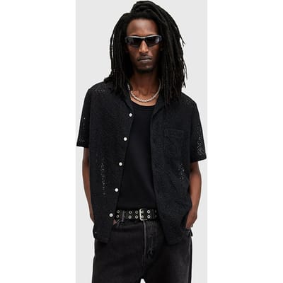 AllSaints Harden Ss Shirt Jet Black Maat: XS | Casual Overhemden Outlet | Heren | Zwart