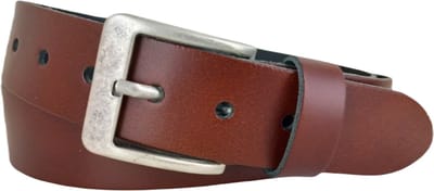 Leren Riem voor Dames en Heren | Kleur: brandy | Lichte Gesp | 4cm breed | Riemmaat: 85cm (totale lengte: 100cm) | 100% echt leer | Nikkelvrije gesp