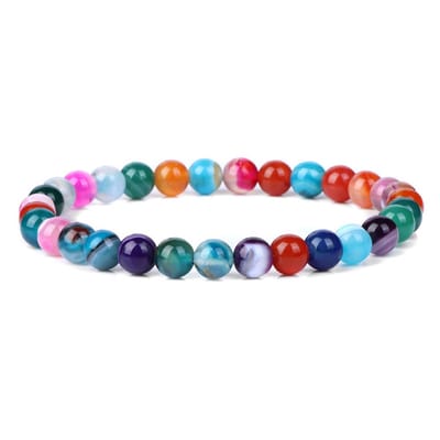 Bixorp Gems Regenboog Botswana Agaat Edelstenen Armband 6mm - Edelsteen Kralenarmband - Spiritueel Cadeau - 18cm