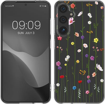 kwmobile telefoonhoesje geschikt voor Samsung Galaxy S24 FE - Hoesje voor smartphone in meerkleurig / transparant - Wilde Bloemen Stengels design