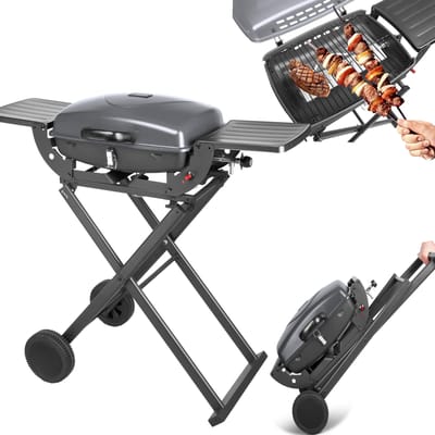 Teesa TSA0150 - Draagbare gasbarbecue BBQ 1000 met onderstel