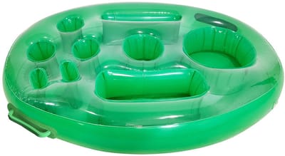 Opblaasbare Drijvende Bekerhouder – 9 Gaten – Ijsbak – Zwembadfeest Speelgoed – 72×53×10 cm-Belle's product-Groene bekerhouder