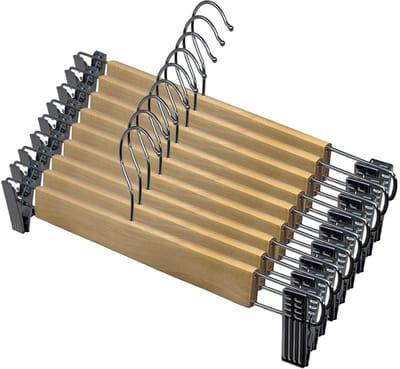 Concorde broeken/rokken kledinghangers - set 9x stuks - hout - 33 cm - Kledingkast hangers/kleerhangers/broekhangers