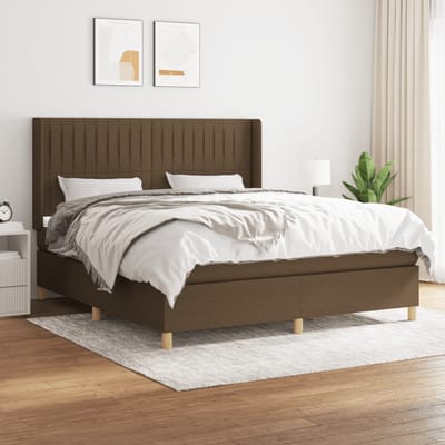 vidaXL - Boxspring - met - matras - stof - donkerbruin - 160x200 - cm