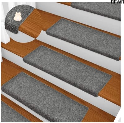 RFWR® Antislip Trapmatten voor Houten Treden - 15 Treden, 65x25 cm, Grijs