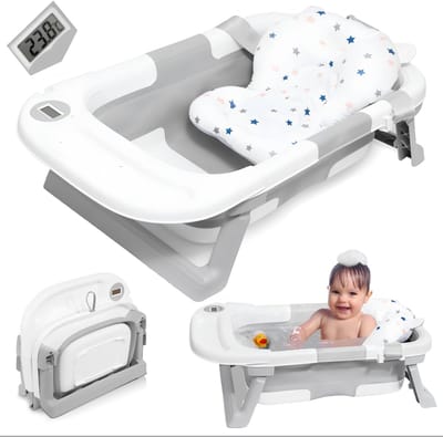 KAD® Baby Badje met Standaard - Babybad met Standaard - Baby Bad - Grijs - 69cm x 43cm x 21cm