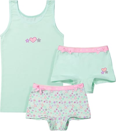 Funderwear meisjes ondergoed meisjes setje - Sweetheart - Boxershorts en hemd setje meisjes - Katoen - 146 - Groen