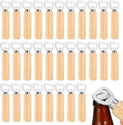 Houten Flessenopeners Set van 30 Stuks, Perfect als Cadeau voor Mannen en Bierliefhebbers, Duurzaam en Handzaam