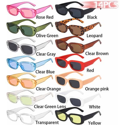 14 STUKS Kleine Rechthoekige Zonnebrillen Dames Brillen Voor Vrouwen Mannen Vintage Designer Vierkante Zonnebrillen -Anti-reflectie UV400