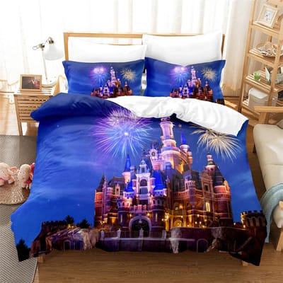 3-delige Kasteel vuurwerk Beddengoedsets Huis Beddengoed Super King Dekbedovertrek Kussensloop Dekbed Textiel Beddengoedset EU single(135x200cm) blue