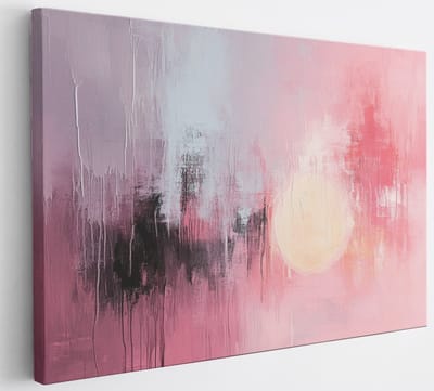 Saammp Canvas Schilderij - Roze penseelstreken - Abstract kunstwerk - 30x20 - Foto op canvas - Wanddecoratie - Muurdecoratie Woonkamer - Slaapkamer decoratie - Canvas Print