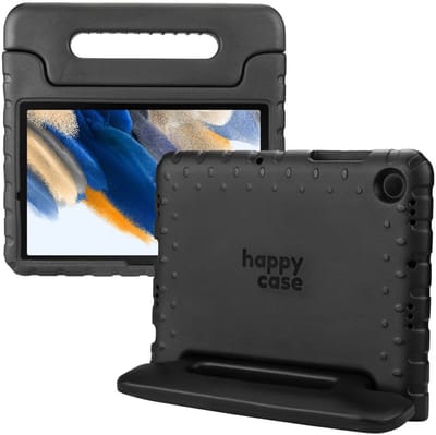 HappyCase Kinder Tablethoes Geschikt voor Samsung Tab A8 | Kindvriendelijke Hoes | Beschemhoes | Kinderhoes | met Handvat en Standaard | Zwart