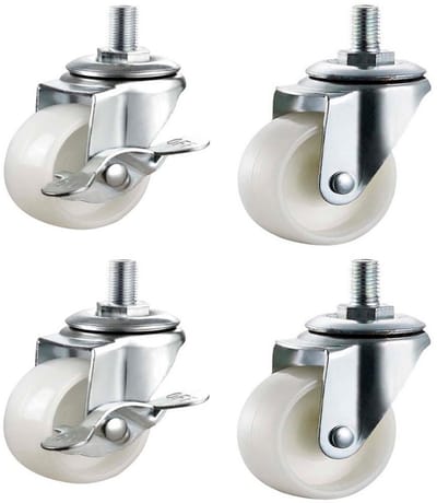 Set van 4 Nylon Zwenkwielen met Remmen voor Meubels en Apparaten - Draagvermogen 110 kg