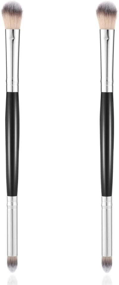 Famanu – 2 stuks oogmake-upkwasten, oogschaduw, kwastenset, dubbele kop, make-upkwast, blender, oogkwast, oogschaduwkwast, oogschaduwkwast voor concealer, highlighter, los poeder