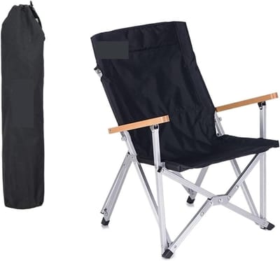Picknick BBQ Campingstoel - Opvouwbare Visstoel - Buiten Zitten - Met Opbergvak - Eén Maat - Zwart