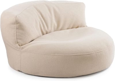 Zitzak Lounge Sofa - Zitkussen Mini Sofa - Ontspannen Zitten Lagen - Teddy Kunstbont - 90x50x30 cm - Beige