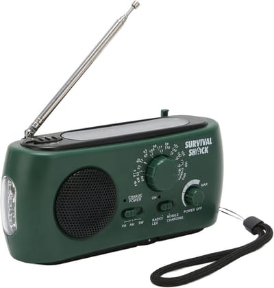 Noodradio - Noodradio's - Draagbare noodradio - 800mAh Zonnesolar transistorradio, AM/FM/kortegolven Weerradio, handkraan/pillen/sectie, LED lamp, SOS-alarm, Geschikt voor wandelen, buiten