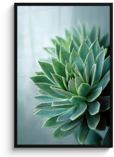Poster in lijst - Fotolijst 80x120 cm - Posters - Vetplant - Bladeren - Groen - Wazig - Posterlijst zwart - Decoratie - Wanddecoratie woonkamer - Muurdecoratie slaapkamer