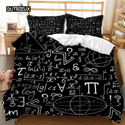 Zwart Wit Dekbedovertrek Wiskundige Berekeningsformule Beddengoedset voor Tieners Jongen Bedlinnen Kamerontwerp Beddengoed Dekbedovertrek EU single(135x200cm)