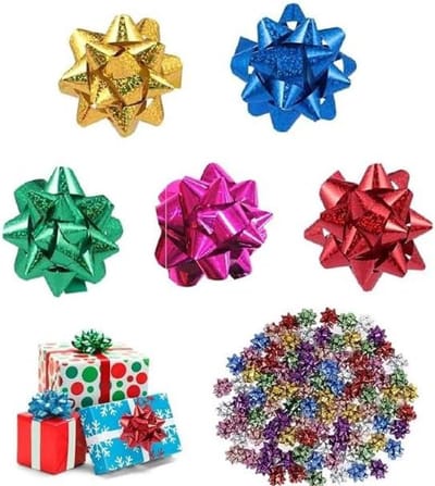 100 stuks geschenkstrikken voor Kerstcadeaus, zelfklevend, 2,5 cm, kleine decoratieve strikken; mini geschenkstrikken in diverse kleuren.