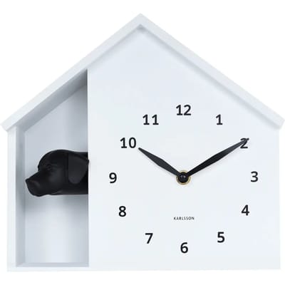 Karlsson Wandklok Peeking Doggy - Wit - 24.9x24.9x27cm - Wandklok Modern