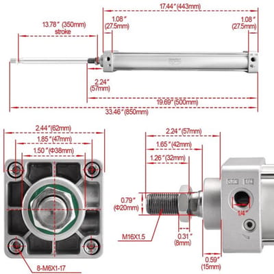 Dailygoods - Pneumatische Standaardcilinder - Dubbelwerkend - 50mm