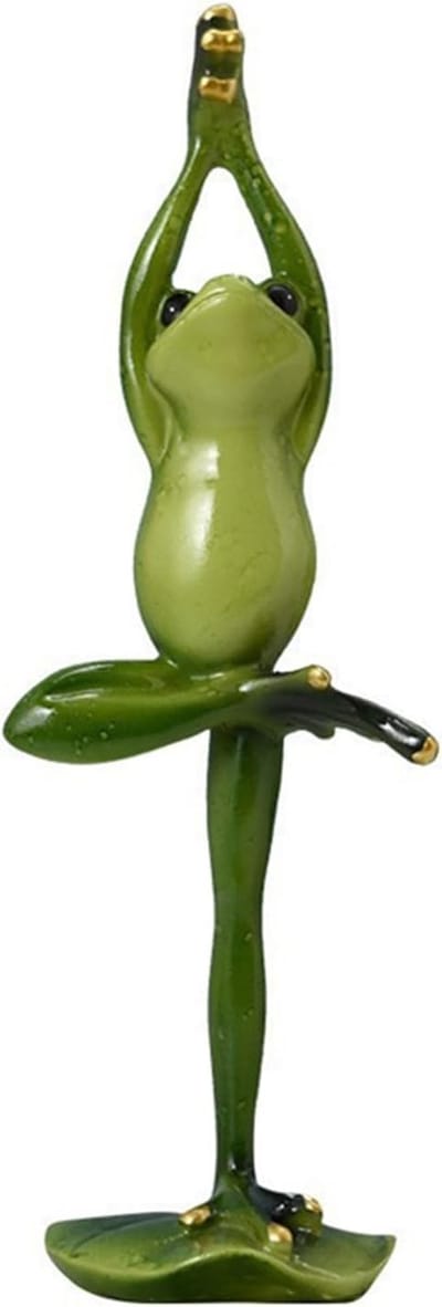 Yoga Kikker Beeldje - Decoratieve Kikker - Huis Tuin Decoratie - Weerbestendig Hars - 19.5 cm Hoog - Boomhouding
