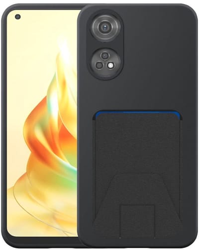 Geschikt voor Oppo Reno 8T 4G Telefoonhoesje met Verstelbare Leren Pasjeshouder - Flexible Back Cover Case Siliconen TPU with Adjustable Leather Cardslot - Zwart - Smartphonica geschikt voor Oppo Reno8T 4G