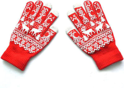 Dames Kerst Handschoenen – Rood/Wit – Onesize