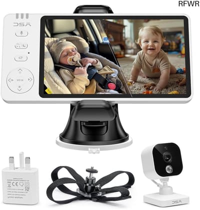 RFWR® HD 1080P Babyfoon met 5 inch Display voor Auto en Thuis - Nachtzicht, Temperatuursensor, 2-Weg Talk en Slaapliedjes