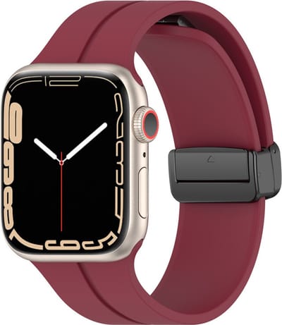 Siliconen bandje - geschikt voor Apple Watch 1/2/3/4/5/6/7/8/9/10/11/ SE (1,2,3) met maat 38 mm / 40 mm / 41 mm en 42 mm (Watch 10/11) - bordeaux