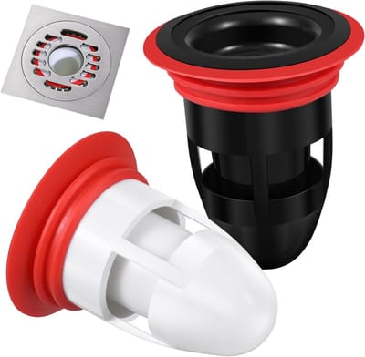 Vloerafvoer Kern - Afvoerplug Geurstop - Onaangename Geuren Blokkeren - 360 Graden Afvoer - 65 x 55 cm - Zwart Wit