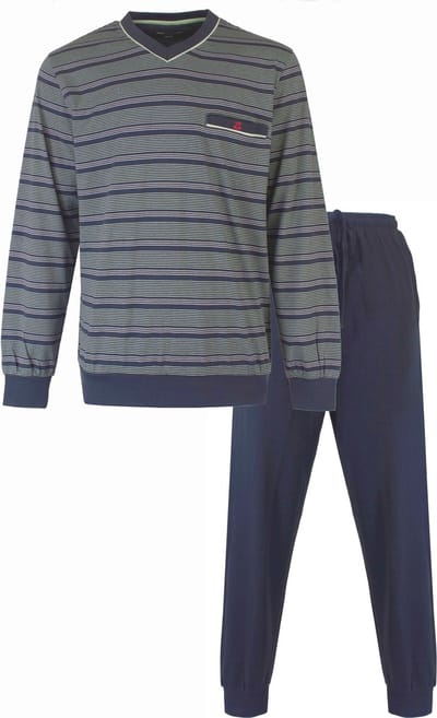 Paul Hopkins Heren Pyjama - Strepen - Katoen - Groen/Blauw - Maat S