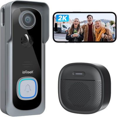 ieGeek Draadloze Video Deurbel met Camera - 2K FHD - WiFi - Zonder Abonnement - Bewegingsdetectie - Nachtzicht - Twee-weg Audio - Waterdicht - Inclusief Gong