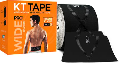 KT Tape Pro Brede Tape Voorgesneden (10 X 25Cm) - 10 Pcs - 2,5 Meter - Zwart | Maat: ONE SIZE