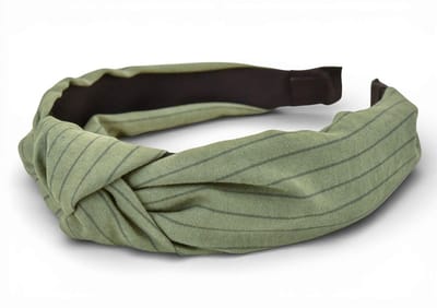 styleBREAKER styleBREAKER Haarband voor dames, gestreept met knopen, brede stoffen haarband 5,5 cm, zacht en elegant, flexibele twist, tulband, hoofdtooi, kleur: olijf