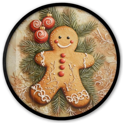Poster in lijst Rond - Fotolijst 40x40 cm - Posters - Kerstmis - Koekje - Poppetje - Speculaas - Ronde posterlijst zwart - Decoratie - Wanddecoratie woonkamer - Muurdecoratie slaapkamer - Kerstversiering - Kerstdecoratie voor binnen - Kerstmis