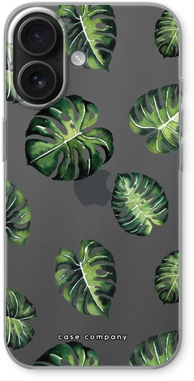 Case Company® - Hoesje geschikt voor iPhone 16 hoesje - Tropische bladeren - Soft Cover Telefoonhoesje - Bescherming aan alle Kanten en Schermrand