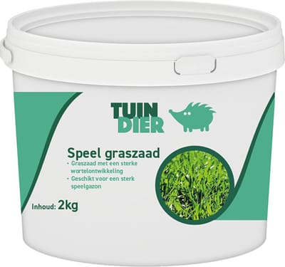 Speel graszaad | Tuin-Dier | Sterk graszaad voor speelgazon | 3 jaar kiemkracht door handige bewaaremmer | 2.000 gram | 2 kilogram