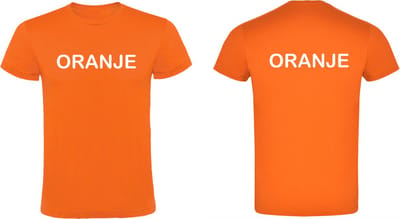 Eizook - Oranje T-shirt - Tekst Oranje - Feest - Festival - Voetbal - Formule1 - Koningsdag - Carnaval - Sport - Spel - Xlarge