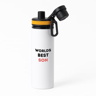 Hacebo® - worlds best son waterfles met draaidop oranje - Zoon - de beste zoon - verjaardagscadeau - verjaardag - cadeau - cadeautje voor zoon - zoon artikelen - kado - geschenk - gift - water fles - 850ML