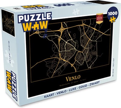 Puzzel Kaart - Venlo - Luxe - Goud - Zwart - Legpuzzel - Puzzel 1000 stukjes volwassenen