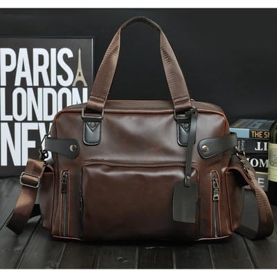 Heren Klassiek Crazy Horse Leer Casual Heren Schoudertas Heren Messenger Bag Handtas Reistas Grote Capaciteit Laptop Aktetas One size koffie