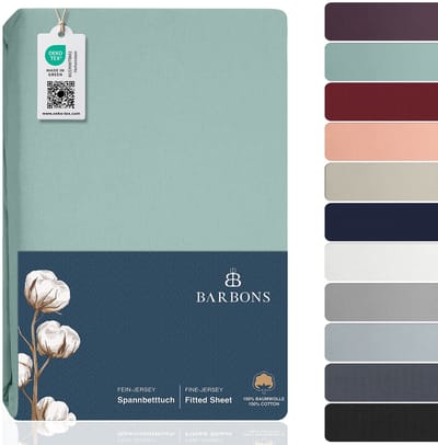 BARBONS hoeslaken 140 x 200 - hoeslakens Jersey 145 g/m² - 100% katoen - groen