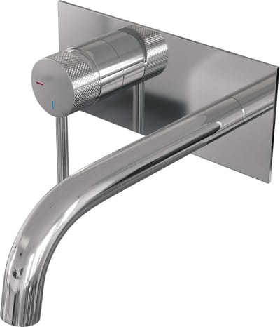Brauer Chrome Carving inbouw wastafelmengkraan met gebogen uitloop en afdekplaat model A2 chroom